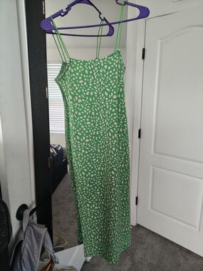 Zara Green and White Spotted Slip Dress